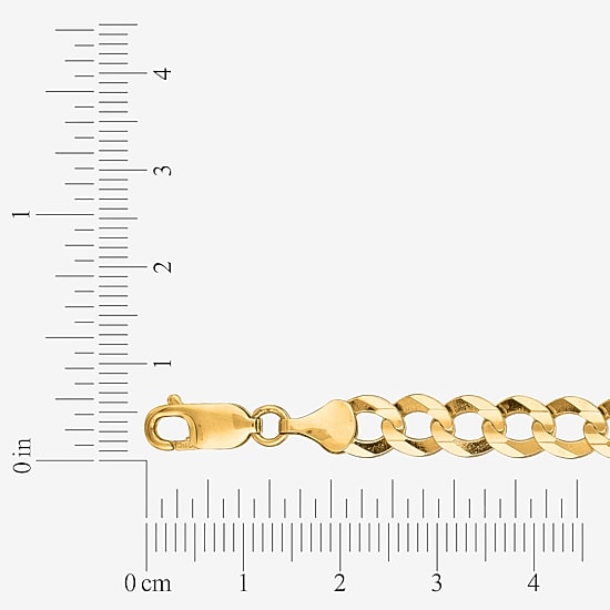 Mens 14K Gold 8 1/2 Inch Solid Curb Chain Bracelet