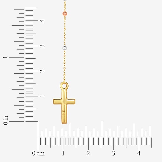Religious Jewelry Cross Unisex Adult 14K Gold 26 Inch Rosary Necklace