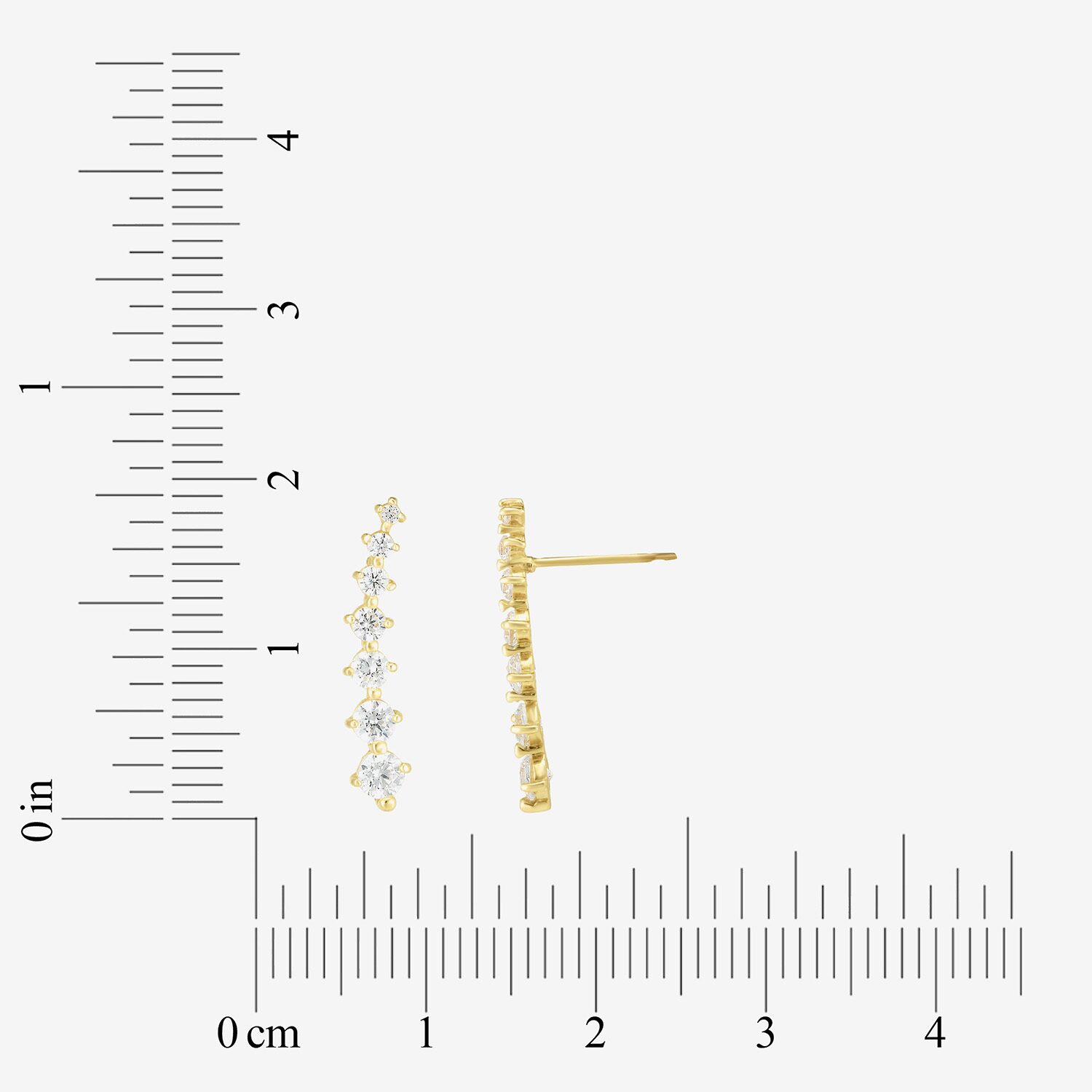 Gold Addiction Womens Cubic Zirconia 14K Gold Round Ear Climbers