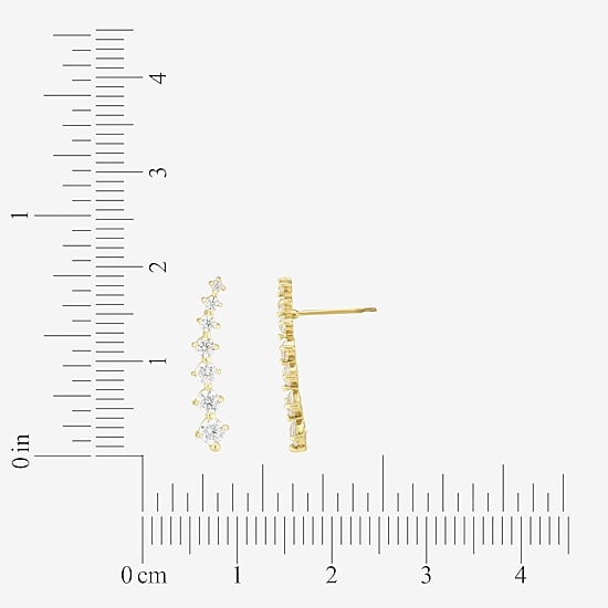 Gold Addiction Womens Cubic Zirconia 14K Gold Round Ear Climbers