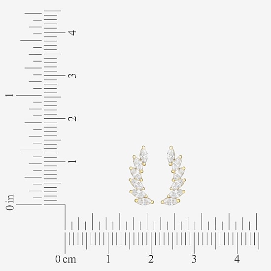 Gold Addiction Cubic Zirconia 14K Gold 14.9mm Marquise Stud Earrings