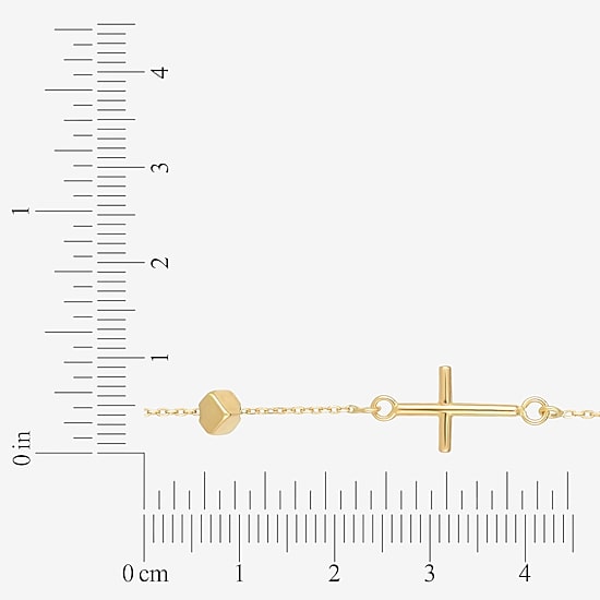 Womens 14K Gold 7.5 Inch Cable Chain Bracelet