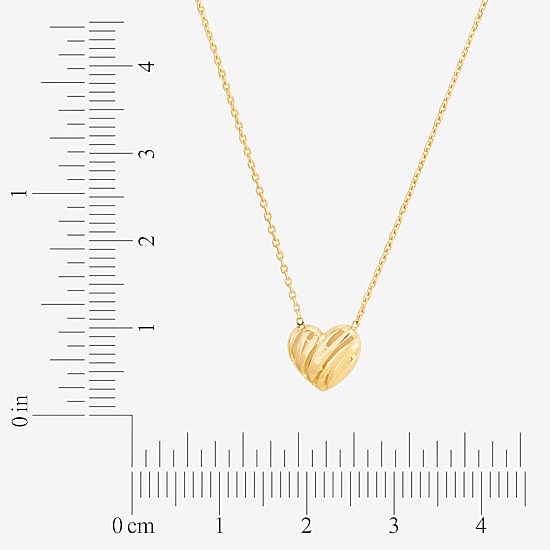 Womens 14K Gold Heart 18 Inch Pendant Necklace