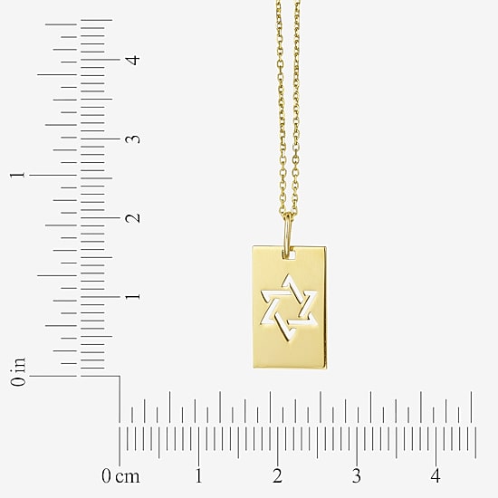 Star Of David Unisex Adult 14K Gold Square 18 Inch Pendant Necklace