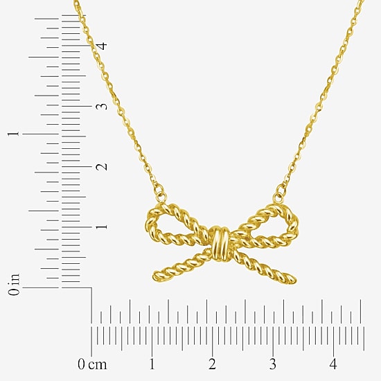 Gold Addiction Unisex Adult 14K Gold Bow 17 Inch Pendant Necklace