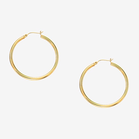 Womens 14K Gold 40mm Hoop Earrings