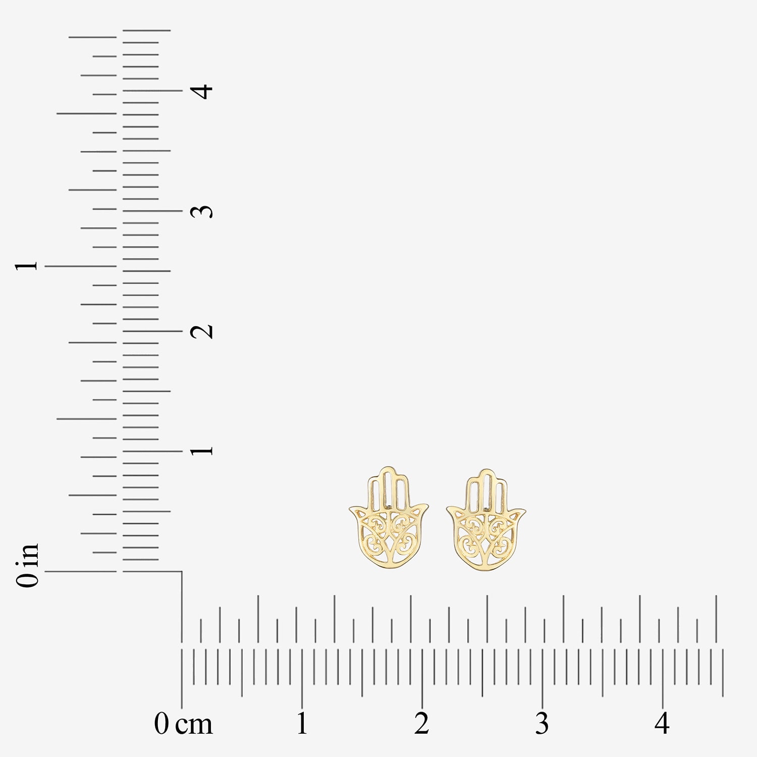 14K Gold 8mm Hamsa Stud Earrings