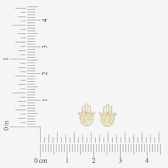 14K Gold 8mm Hamsa Stud Earrings