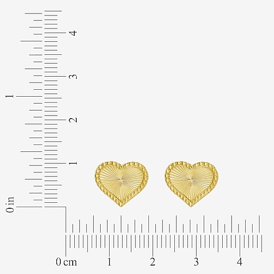 14K Gold 10.5mm Heart Stud Earrings