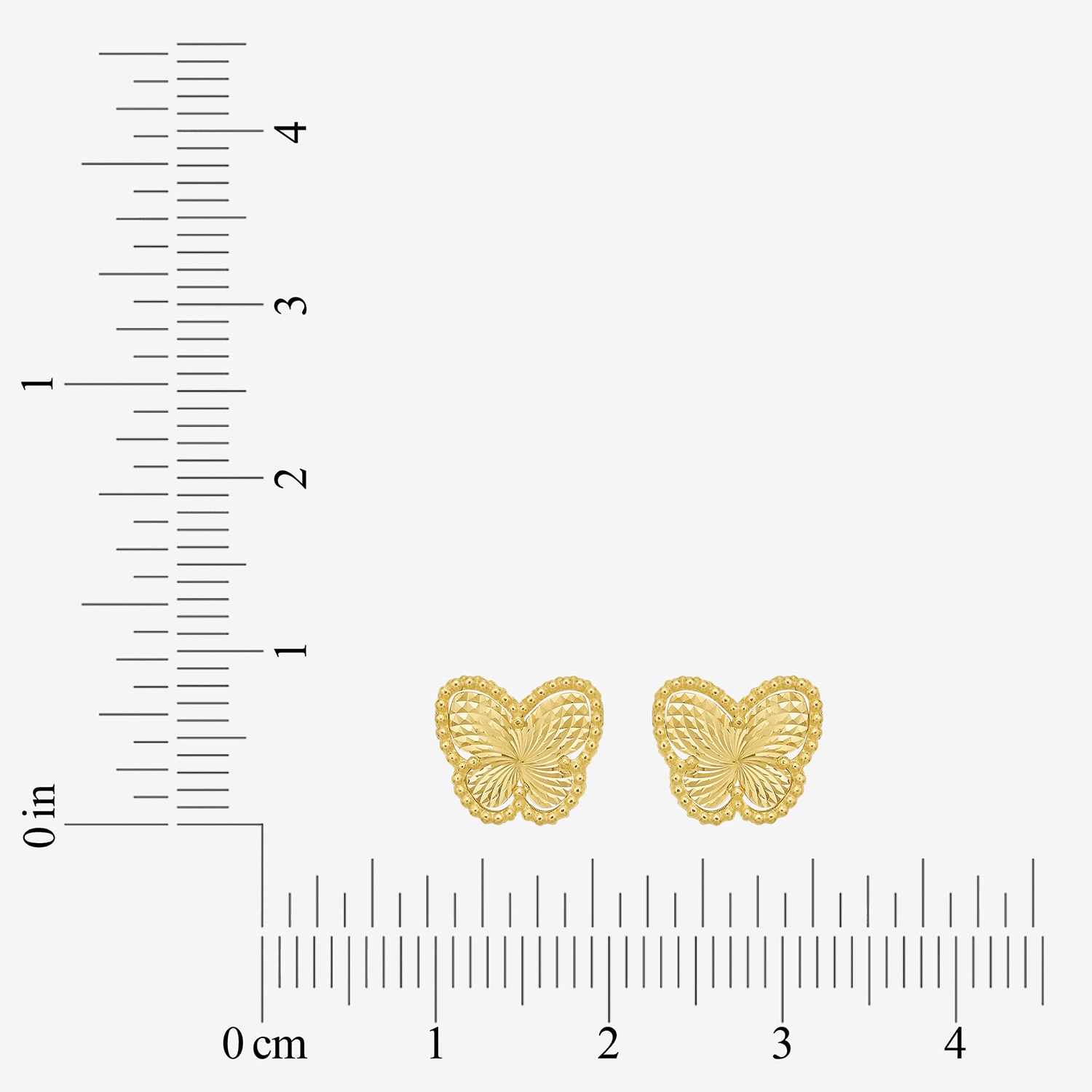 14K Gold 8.4mm Butterfly Stud Earrings