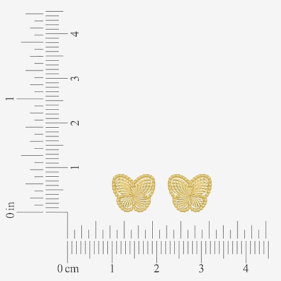 14K Gold 8.4mm Butterfly Stud Earrings