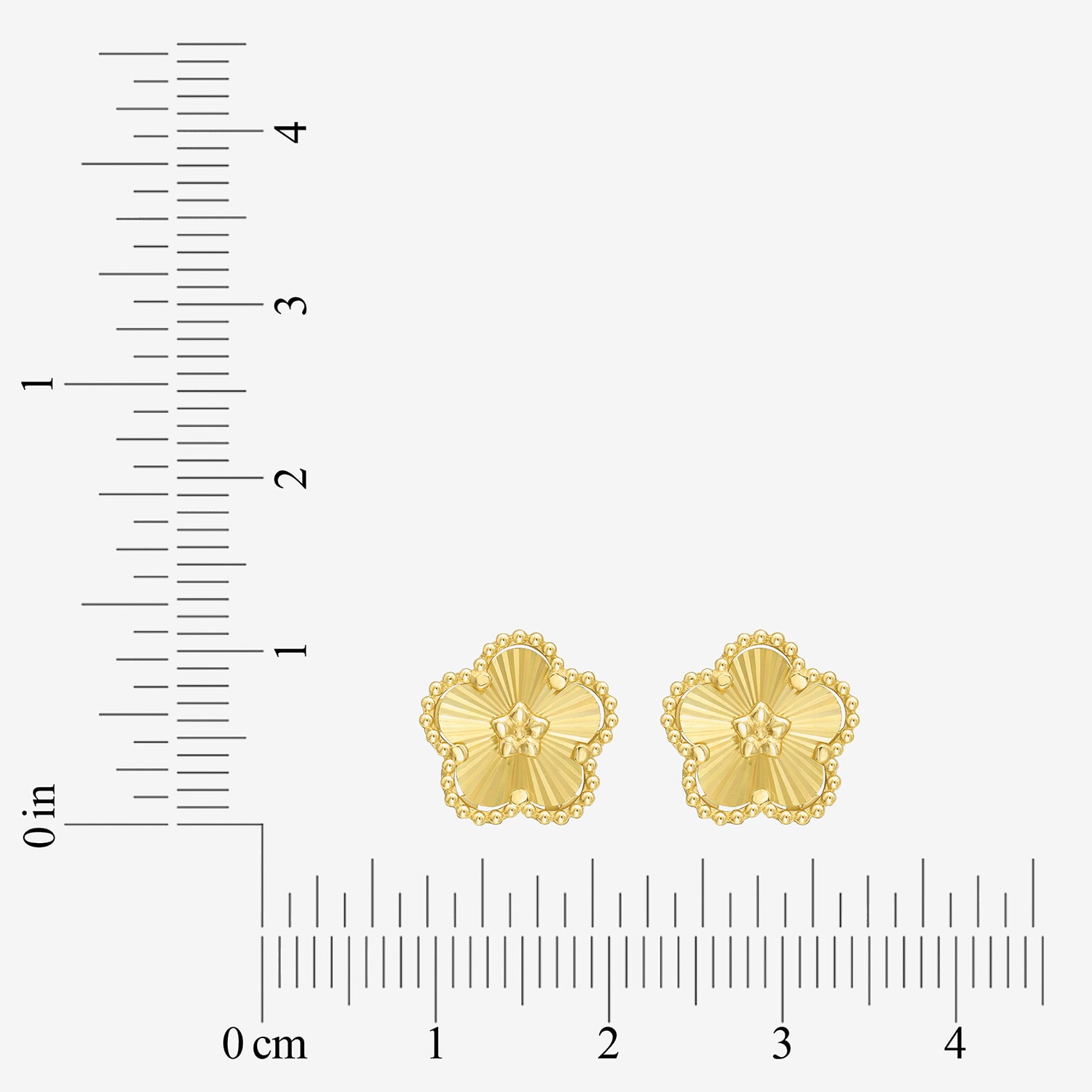 14K Gold 10.6mm Flower Stud Earrings