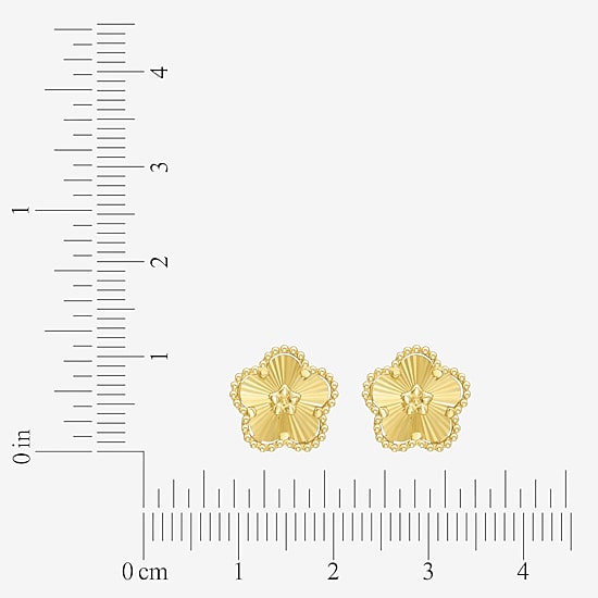 14K Gold 10.6mm Flower Stud Earrings