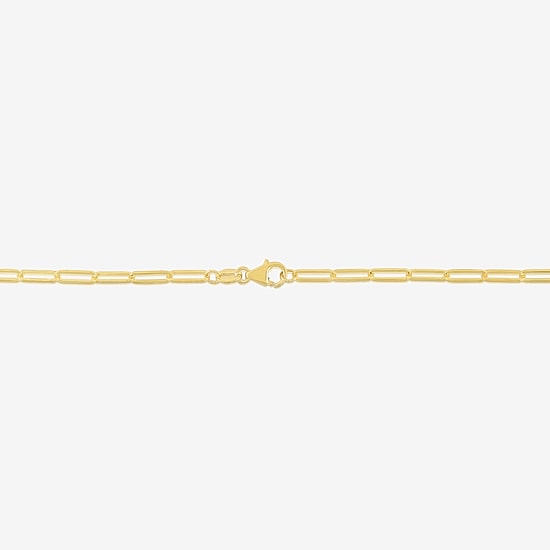 Womens 14K Gold 10 Inch Paperclip Ankle Bracelet