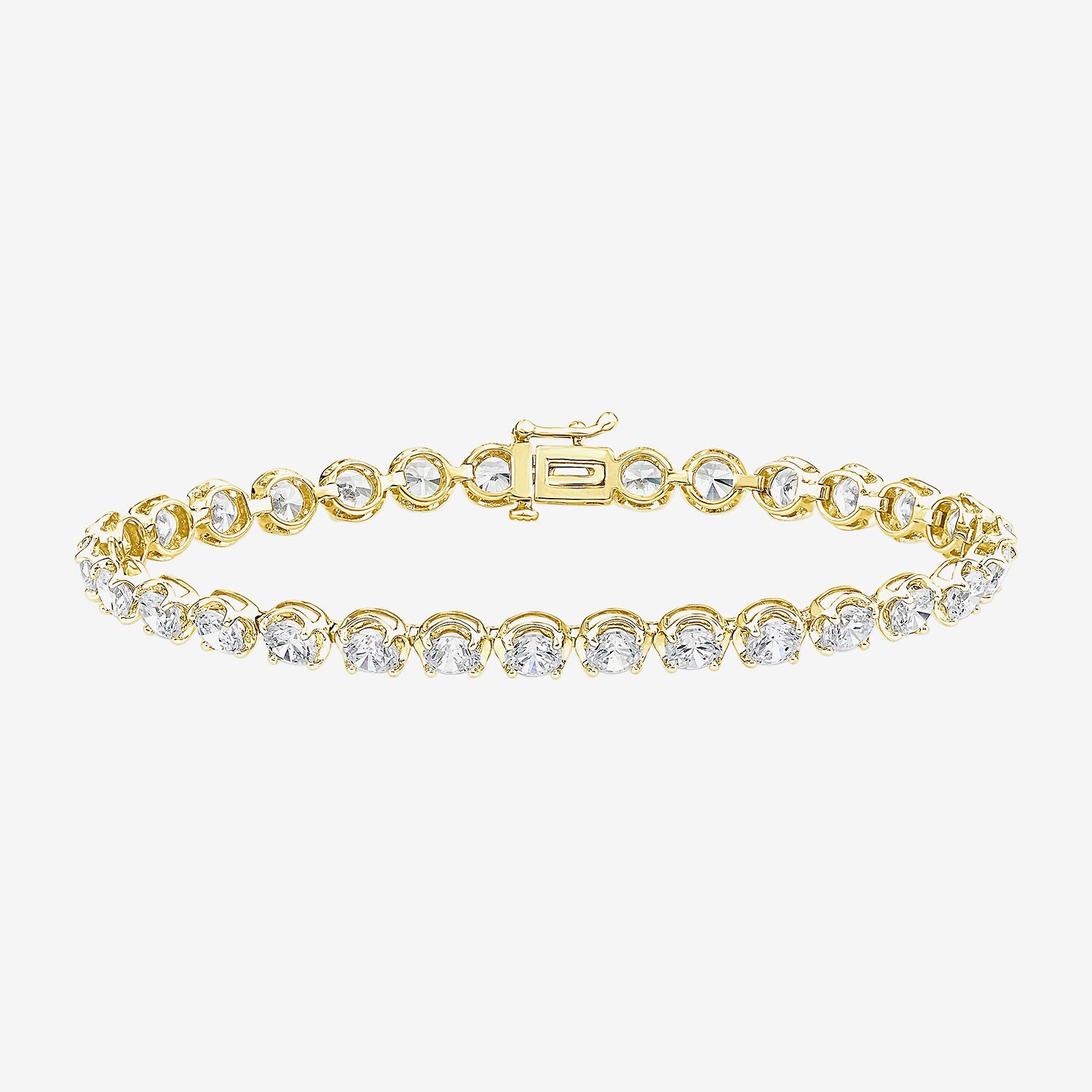 (F / Si2) Womens 5 CT. T.W. Lab Grown White Diamond 14K Gold Over Silver 7.5 Inch Tennis Bracelet