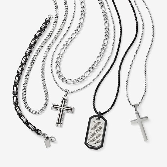 J.P. Army Mens Stainless Steel 24 Inch Link Chain Necklace