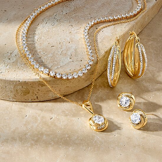 Sparkle Allure Womens Cubic Zirconia 14K Gold Over Brass 16 Inch Tennis Necklace