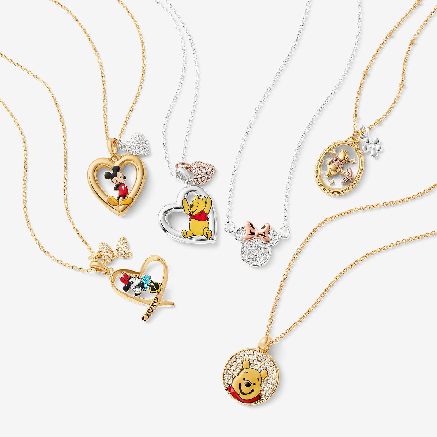 Disney Classics Pave Womens Cubic Zirconia Pure Silver Over Brass 16 Inch Pendant Necklace