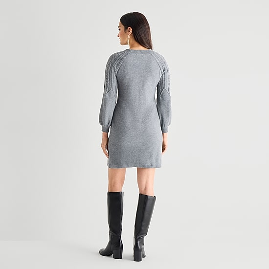 Studio 1 Womens Long Sleeve Sweater Dress