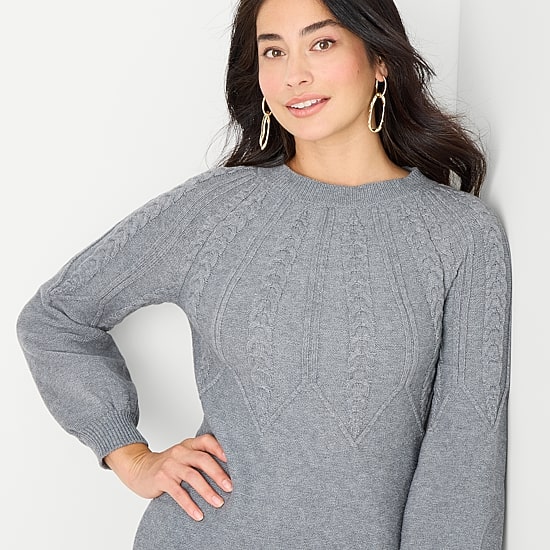 Studio 1 Womens Long Sleeve Sweater Dress