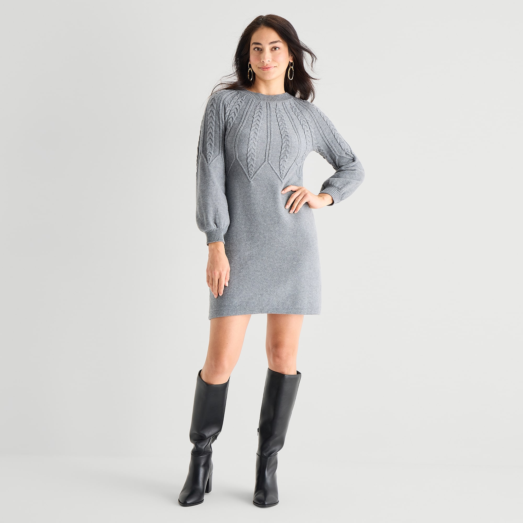 Studio 1 Womens Long Sleeve Sweater Dress