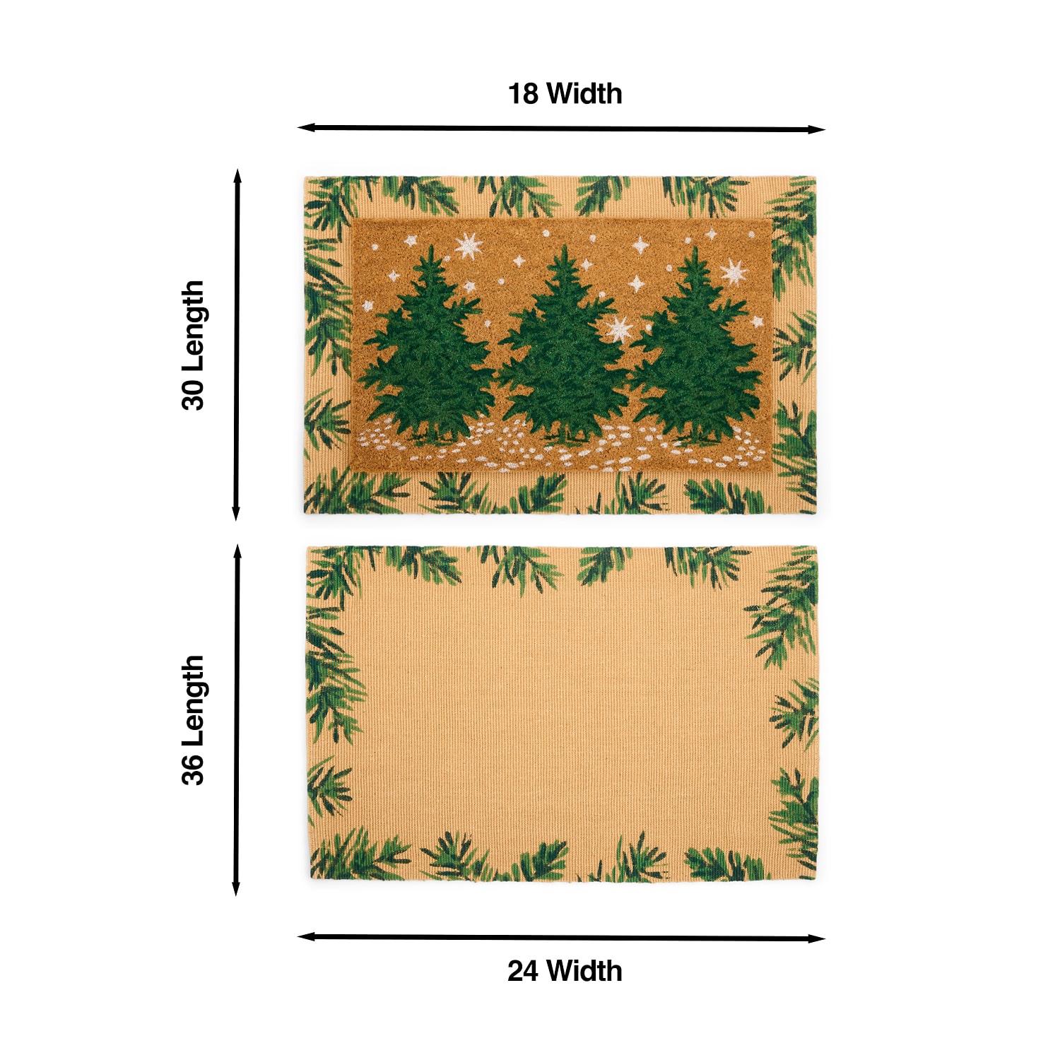 North Pole Trading Co. Christmas Tree 2pc Set 24"X36" Indoor Outdoor Rectangular Doormat