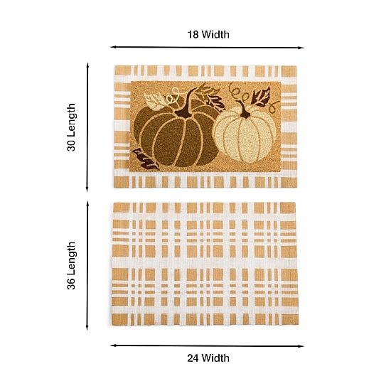 Layerings Neutral Pumpkin Layered 2pc Set 24"X36" Indoor Outdoor Rectangular Doormat