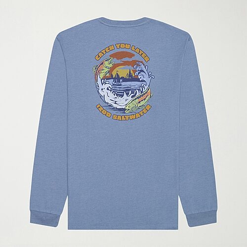 Izod Mens Round Neck Long Sleeve Regular Fit Big And Tall Graphic T-shirt In Blue