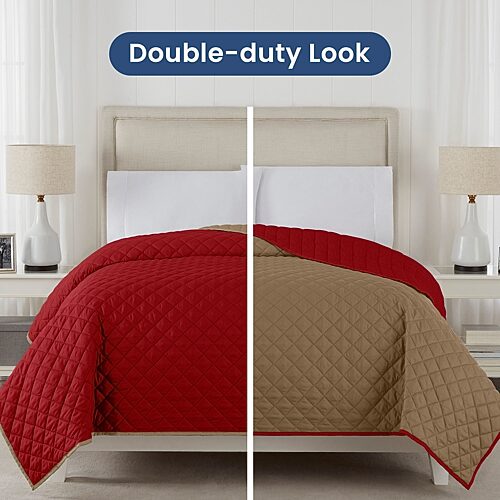 WestPoint Home Reversible Coverlet, King - Khaki/red