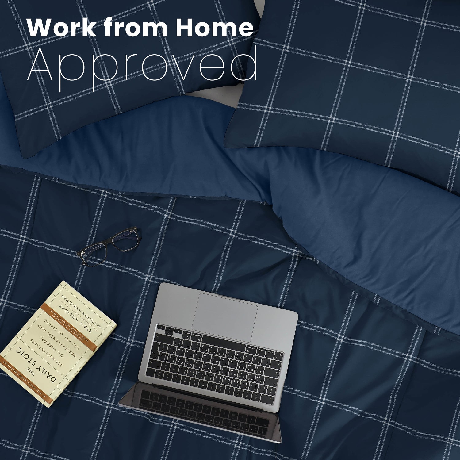 Martex Navy Check Midweight Comforter Set