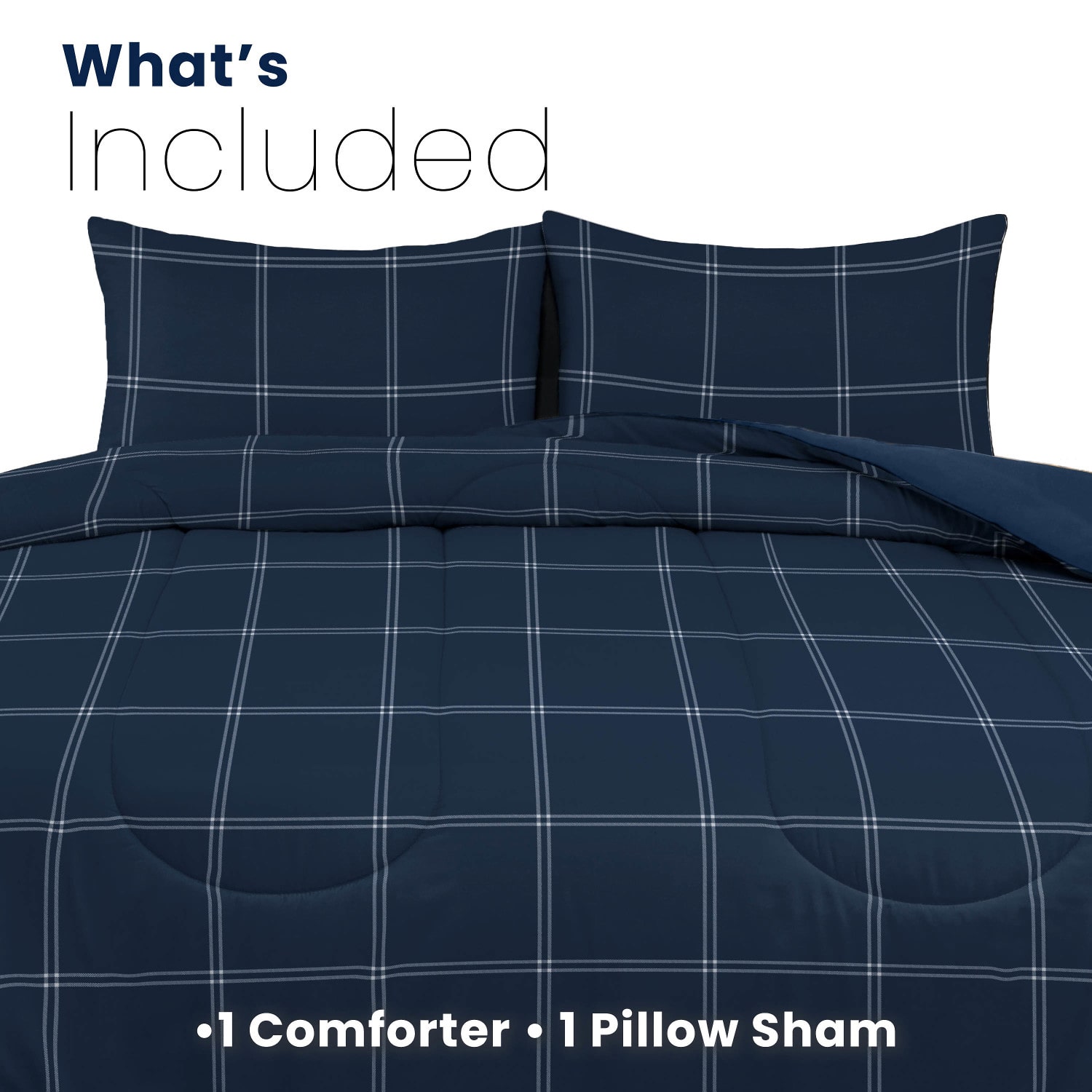Martex Navy Check Midweight Comforter Set
