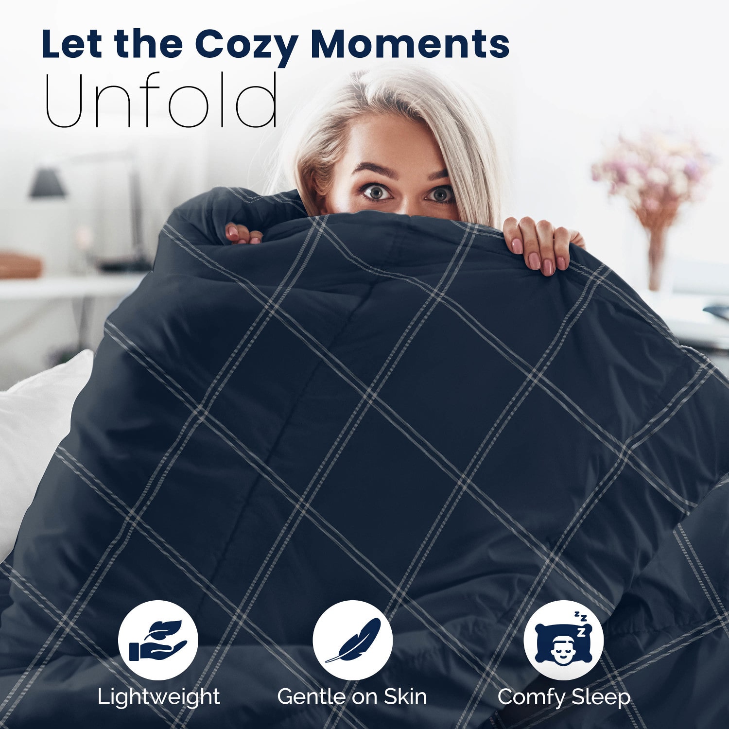 Martex Navy Check Midweight Comforter Set
