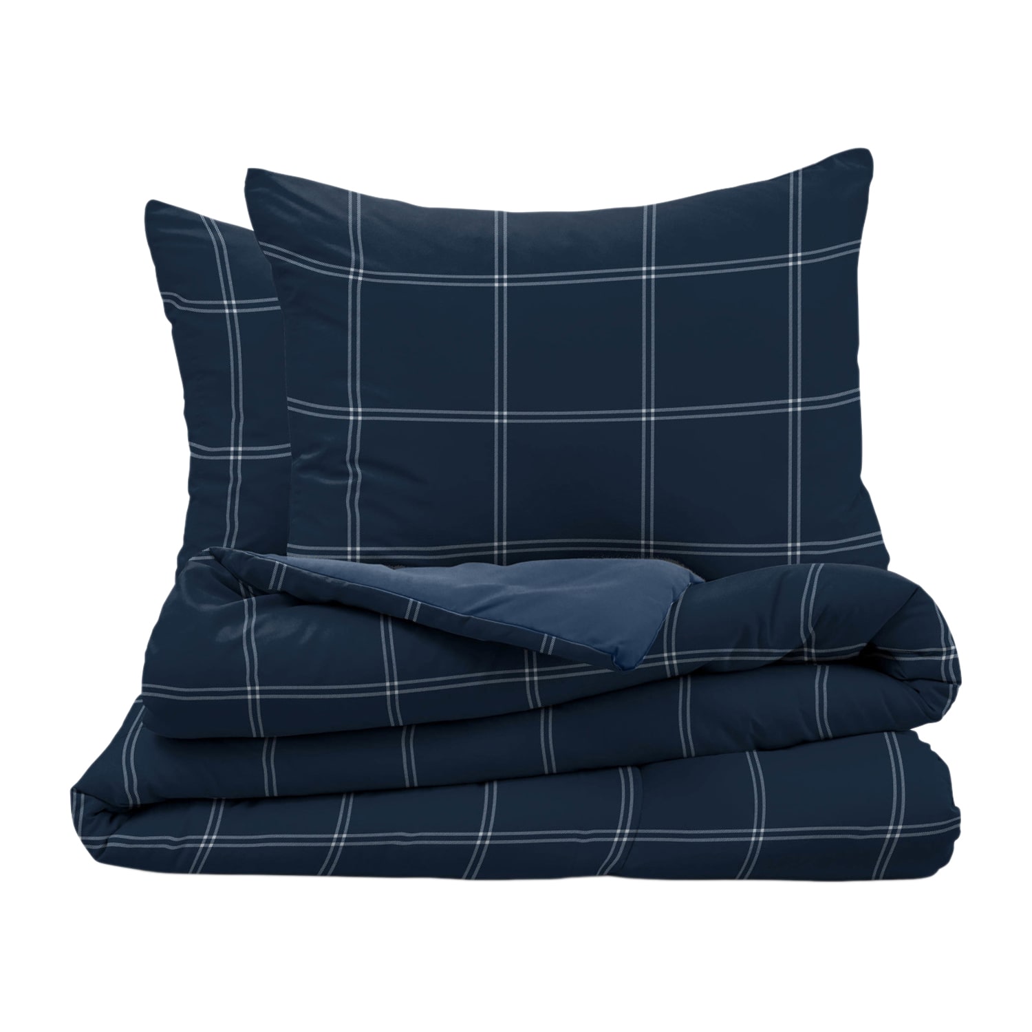 Martex Navy Check Midweight Comforter Set
