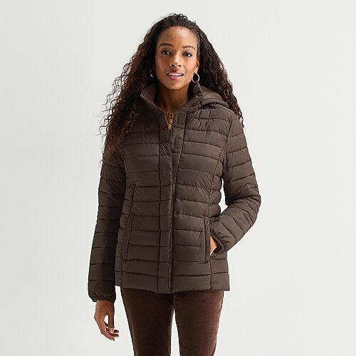 St. John's Bay Womens Plus Jacket In Brown