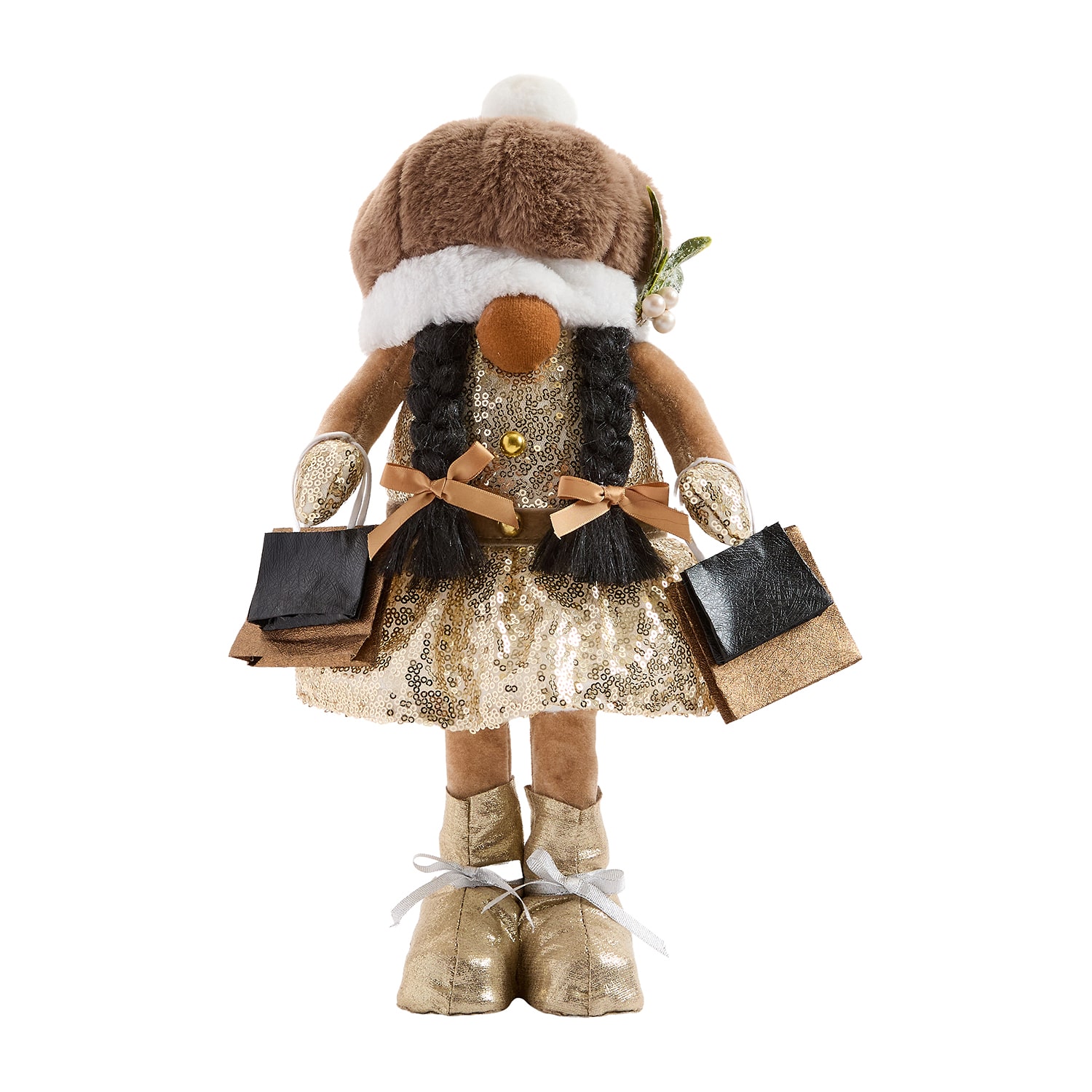 North Pole Trading Co. African American 15" Shopper Girl Christmas Gnome