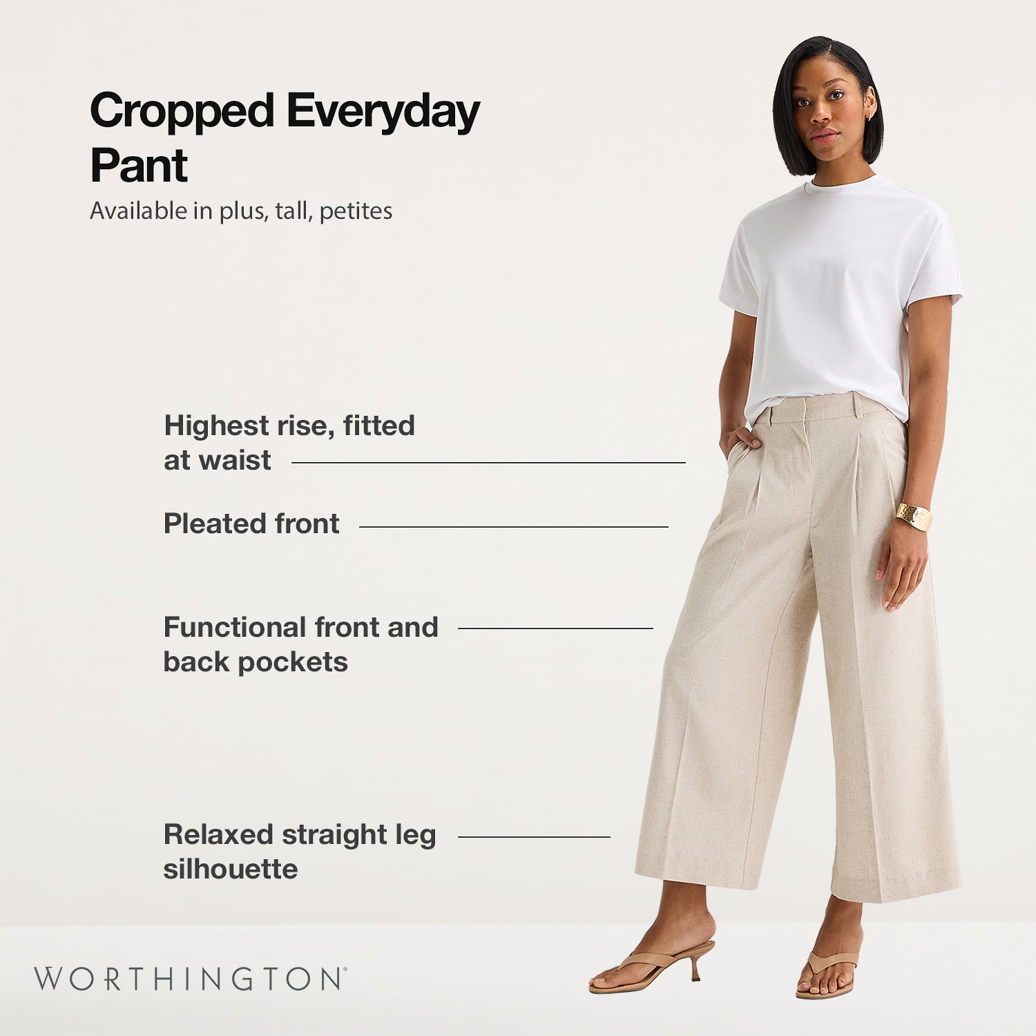 Worthington Womens Cropped Everyday Pant