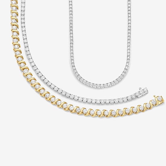 (G / Si1-Si2) Womens 3 CT.T.W. Lab Grown White Diamond Sterling Silver 18 Inch Tennis Necklace
