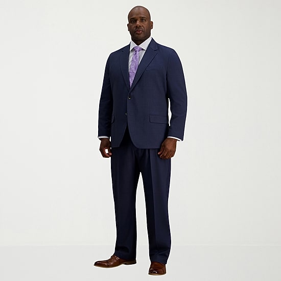 Haggar JMH Premium Stretch Mens Big and Tall Modern Fit Windowpane Suit Separates
