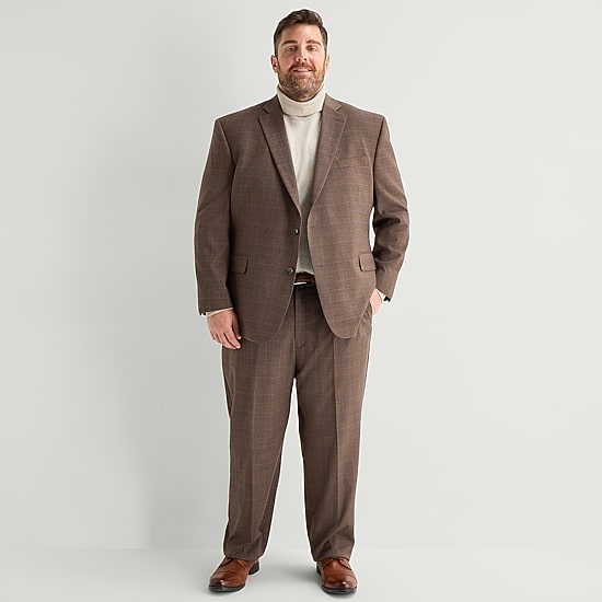 Stafford Coolmax All Season Mens Big and Tall Plaid Suit Separates