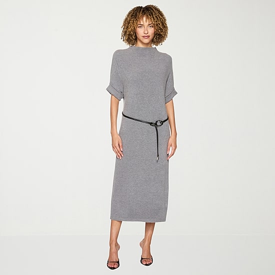 belle vie Womens Short Sleeve Plaid Midi Sweater Dress