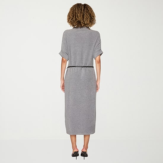 belle vie Womens Short Sleeve Plaid Midi Sweater Dress