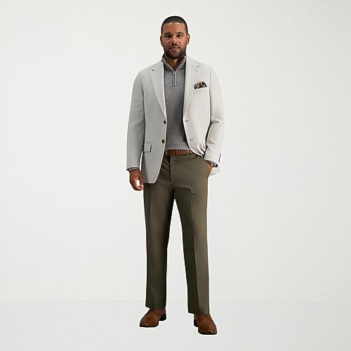 Haggar Men's Premium No Iron Khaki Classic Fit Flat Front Hidden Expandable Waist Pant - Toast