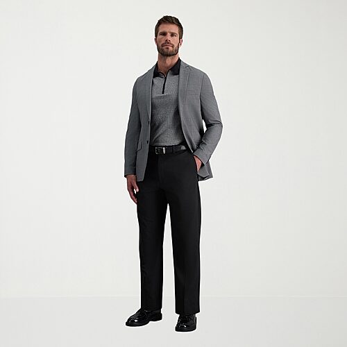 Haggar Cool Right Performance Flex Mens Classic Fit Flat Front Pant, 38 32, Black