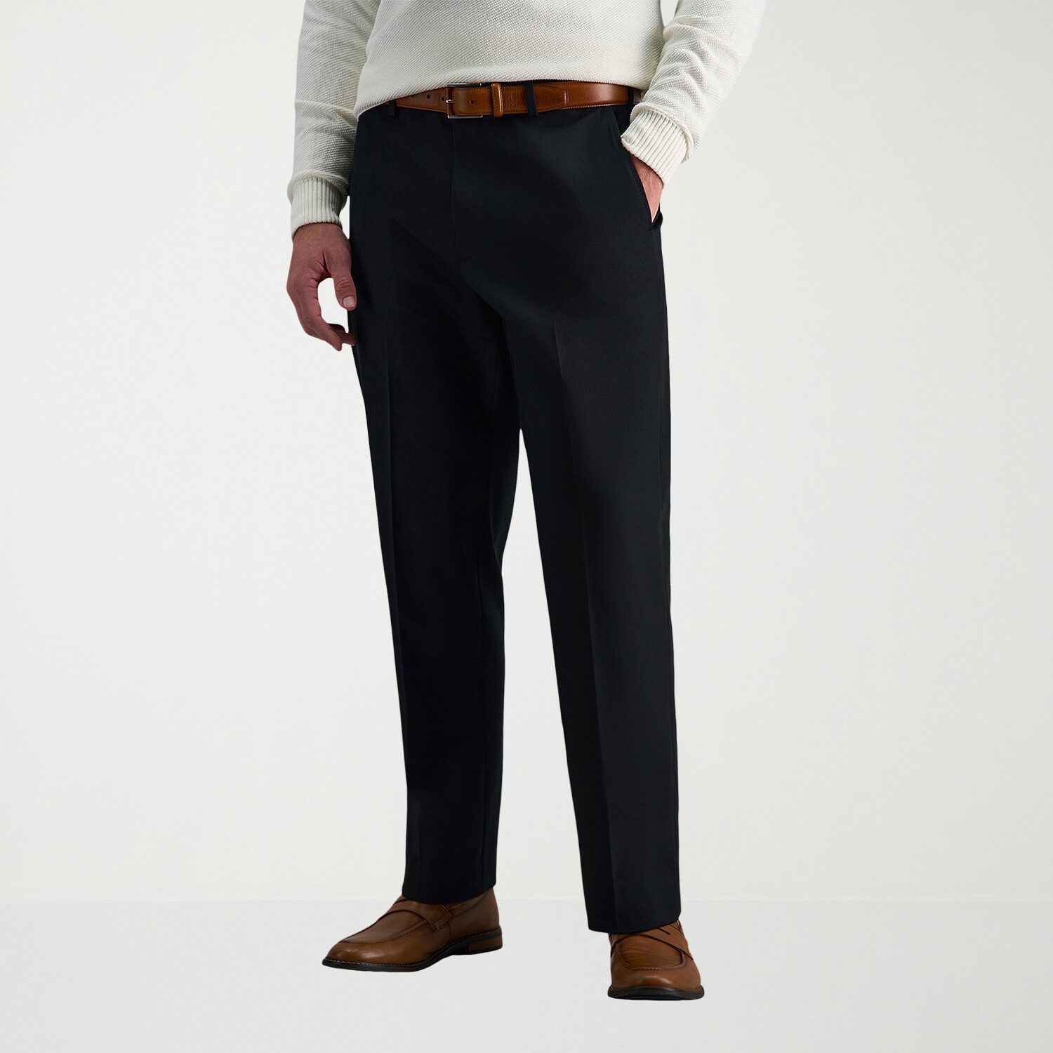 Haggar Premium No Iron Khaki Mens Classic Fit Flat Front Pant