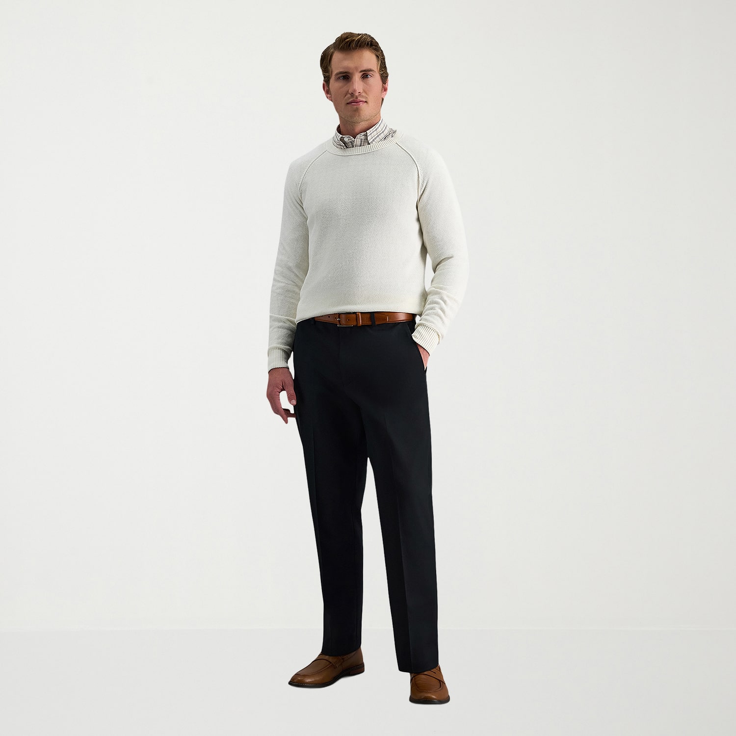Haggar Premium No Iron Khaki Mens Classic Fit Flat Front Pant