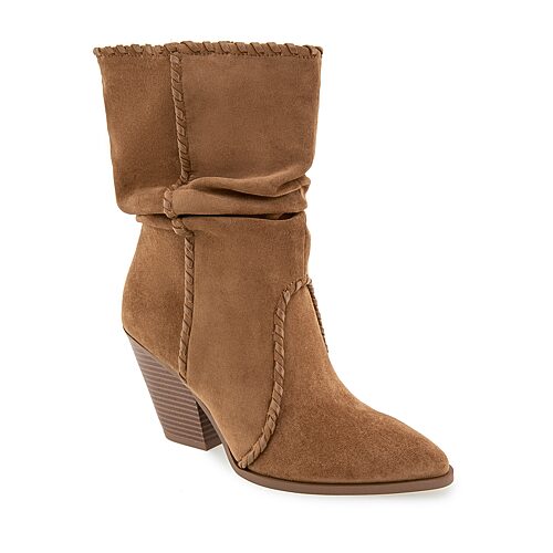 Esprit Womens Windy Stacked Heel Slouch Boots In Brown