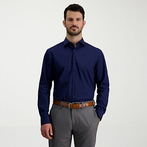 Haggar Mens Classic Fit Wrinkle Free Long Sleeve Dress Shirt, 18.5 36-37, Blue