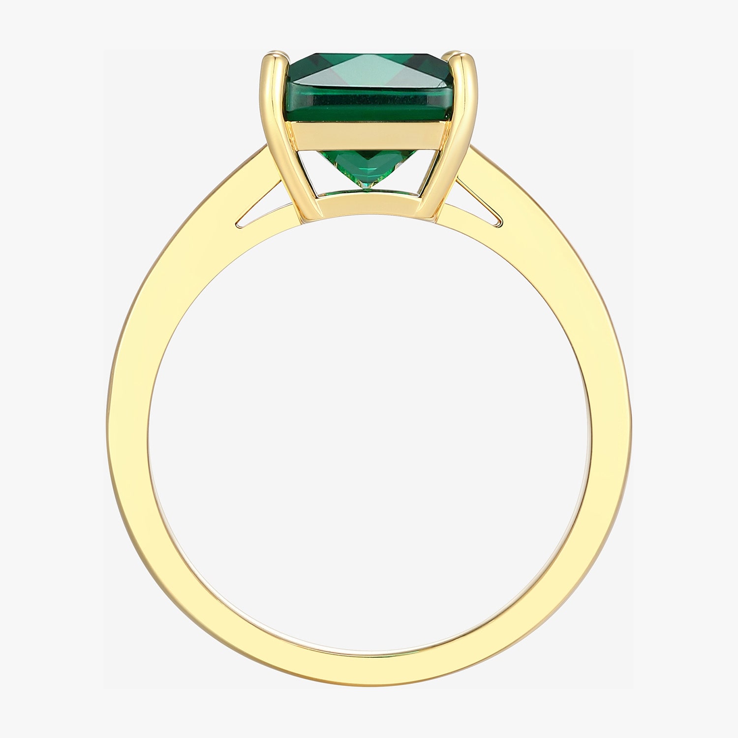 Womens Simulated Green Emerald 18K Gold Over Silver Side Stone Cocktail Ring