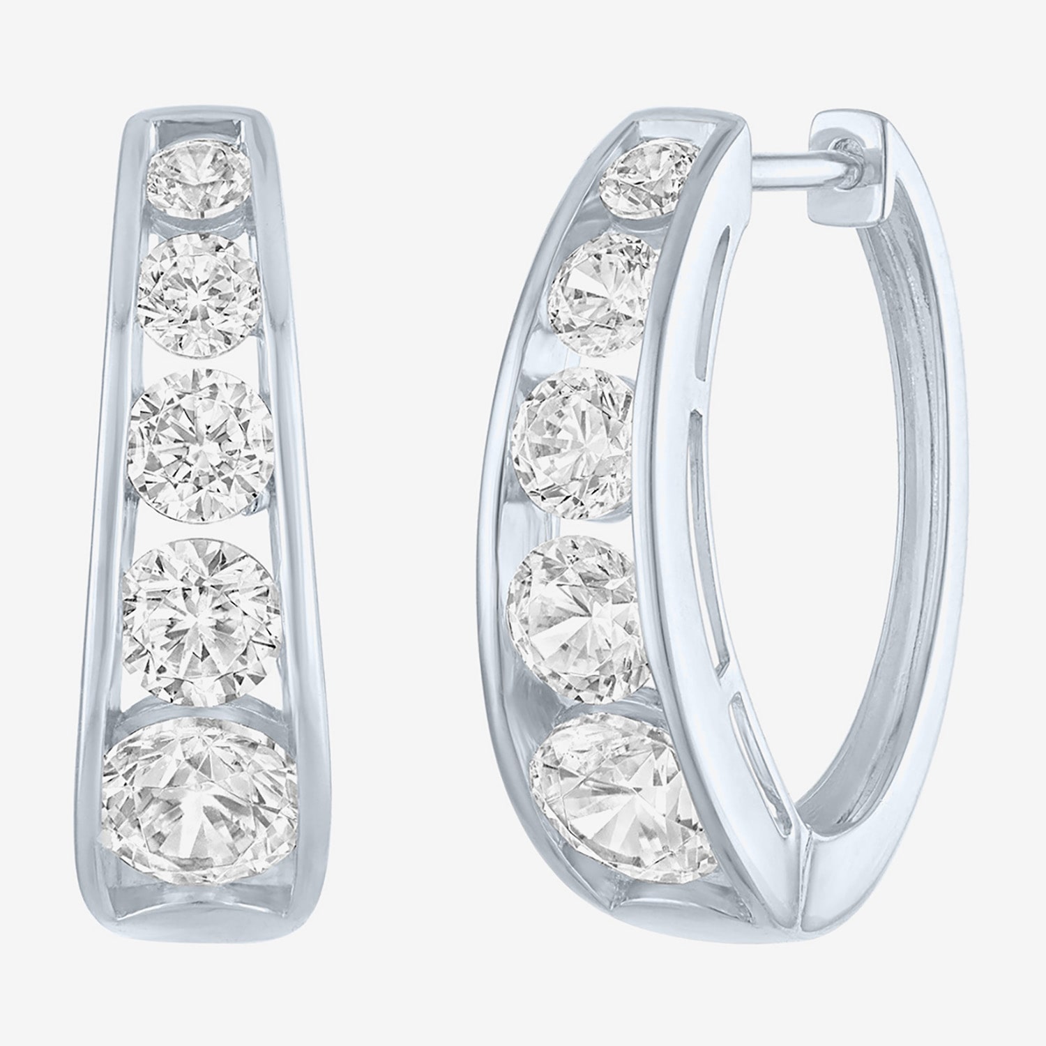 (G-H / Si2-I1) Womens 2 CT. T.W. Lab Grown White Diamond 10K Gold 19.8mm Hoop Earrings