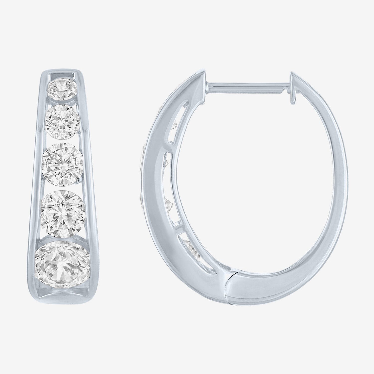 (G-H / Si2-I1) Womens 2 CT. T.W. Lab Grown White Diamond 10K Gold 19.8mm Hoop Earrings